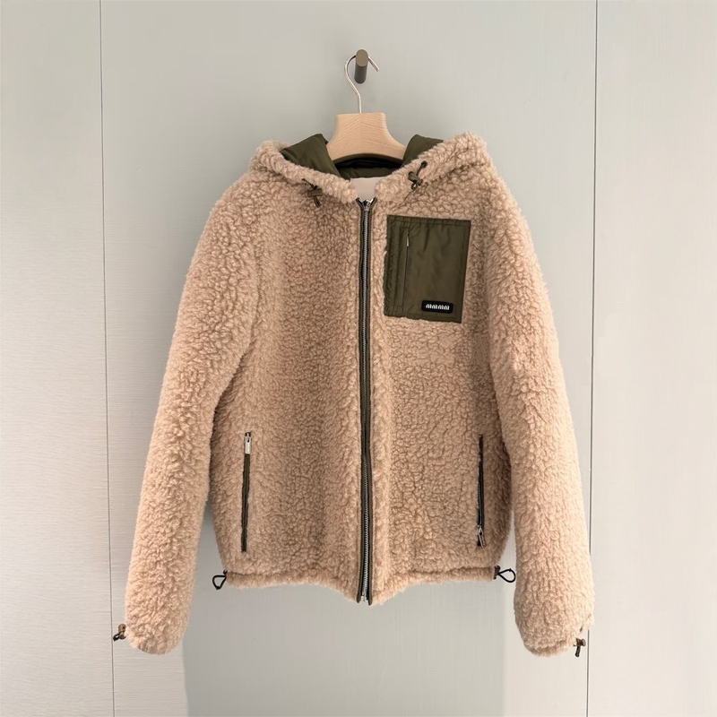 Liituio Haute Couture 25 Winter New Letter Logo Patch Zipper Hooded Teddy down Jacket Coat Liituio Haute Couture 25 Winter New Letter Logo Patch Zipper Hooded Teddy down Jacket Coat