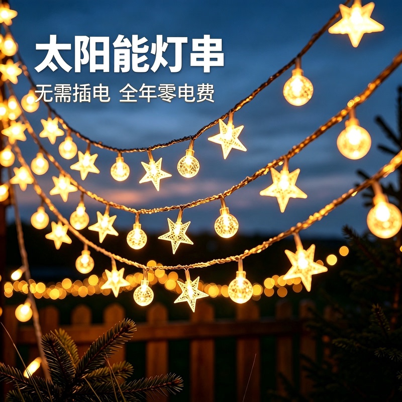 Solar String Lights, Flashing String Lights, Fairy Lights, Outdoor Waterproof Garden Lights, Camping Canopy Lights, Ambient Lights