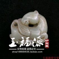 Qing Dynasty Hetian jade round carving get rich immediately ancient jade old jade waist hanging antique collectibles antiques and old objects