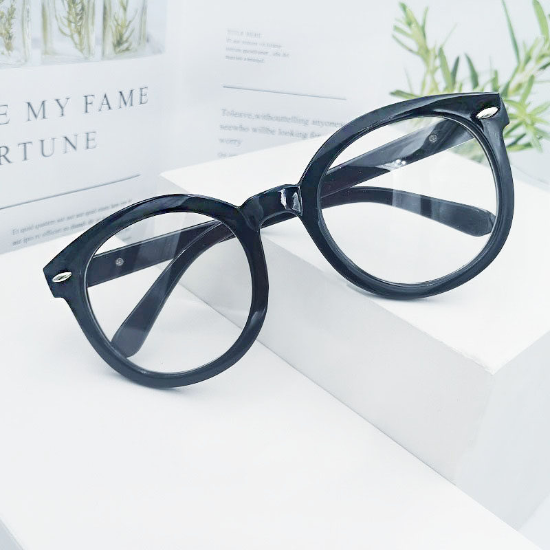 Flat mirror glasses men Korean version of tide retro big frame black thick edge big face round face small with myopia frame female