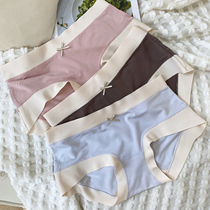 deepv vcruan underwear womens solid color stitching seamless comfortable and breathable hip-raising mid-waist briefs