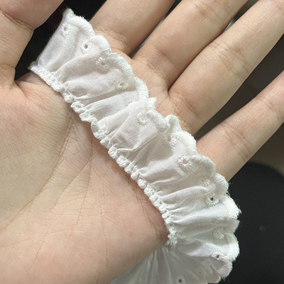 taobao agent Shirley fabric shop baby clothing auxiliary material white cotton lace cotton embroidered pleated wrinkled lotus leaf edge DIY handmade