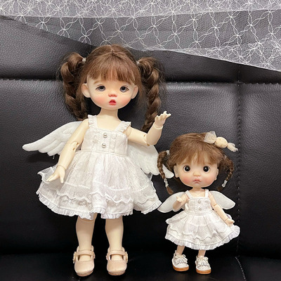 taobao agent 【Little angel skirt】BJD8/6 points GSC small cloth paper cotton doll 10/15/20cm baby clothing material bag