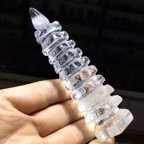 Pure natural eleven-layer white crystal Wenchang Tower 104*27mm Weight: 94 51 grams