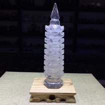 Pure natural white crystal nine-story Wenchang Tower ornaments 185*42mm Weight: 477 34 grams