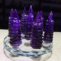 No. 13: Pure natural amethyst seven-story Wenchang Tower seven-star array ornaments