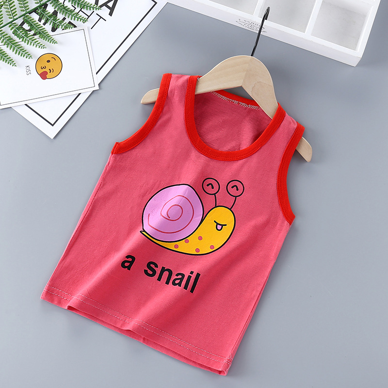 mùa hè bông vest trẻ em phim hoạt hình cho trẻ em không tay áo khoác đơn mảnh nam và nữ trẻ em mỏng của sling ra.