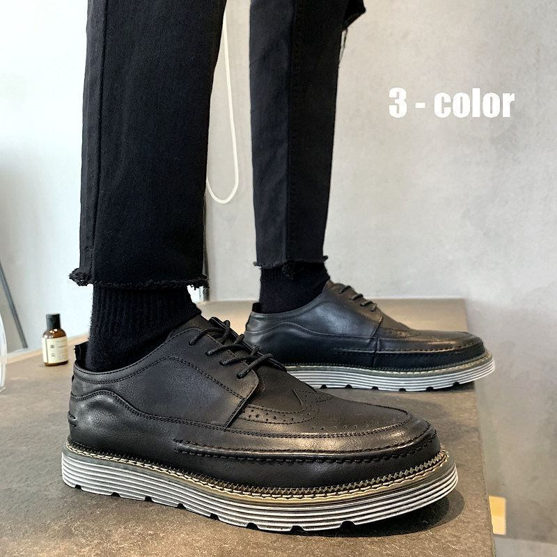 Men's shoes 2022 summer business leisure shoes men's Korean edition trend of Locke carving British men's leather shoes