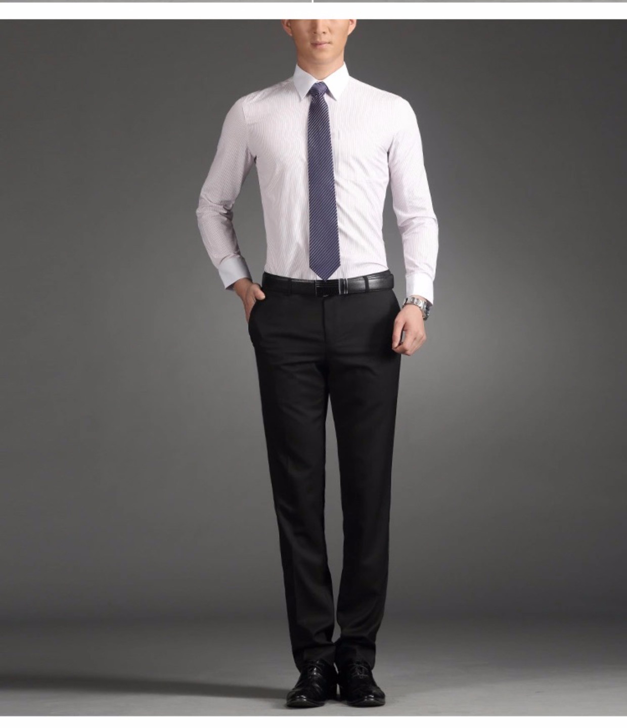 Quần nam thẳng Slim kinh doanh bình thường phù hợp với quần phù hợp với quần nam màu đen chuyên nghiệp làm việc phù hợp với quần lỏng quần tây xám