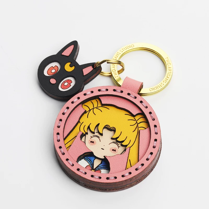 Keychain, bag handmade, Sailor Moon, genuine leather