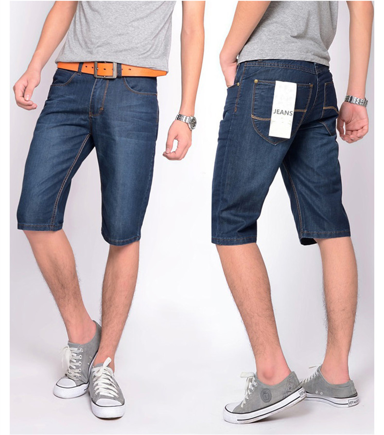 Mùa hè quần short denim nam phần mỏng 5 điểm quần lỏng thẳng quần 衩 trung niên của nam giới thường 6 điểm của nam giới ống túm