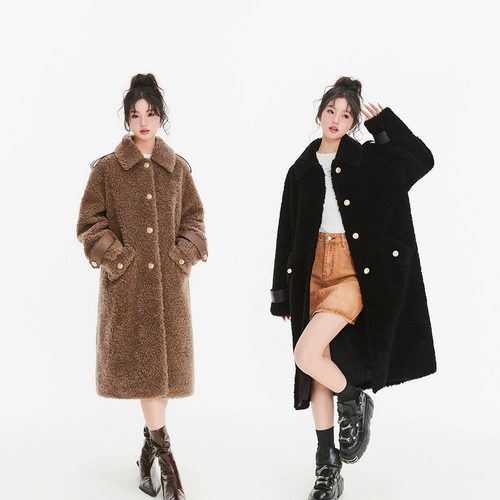 Тедди в стиле!Свободное длинное пальто из 100% шерсти