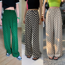 Must take a checkerboard gaggi a straight broadleg plaid pants.