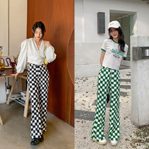 Chessboard Grid Straight Barrel Broadlegged Pants Foundation 100 Hitchhiking Pants