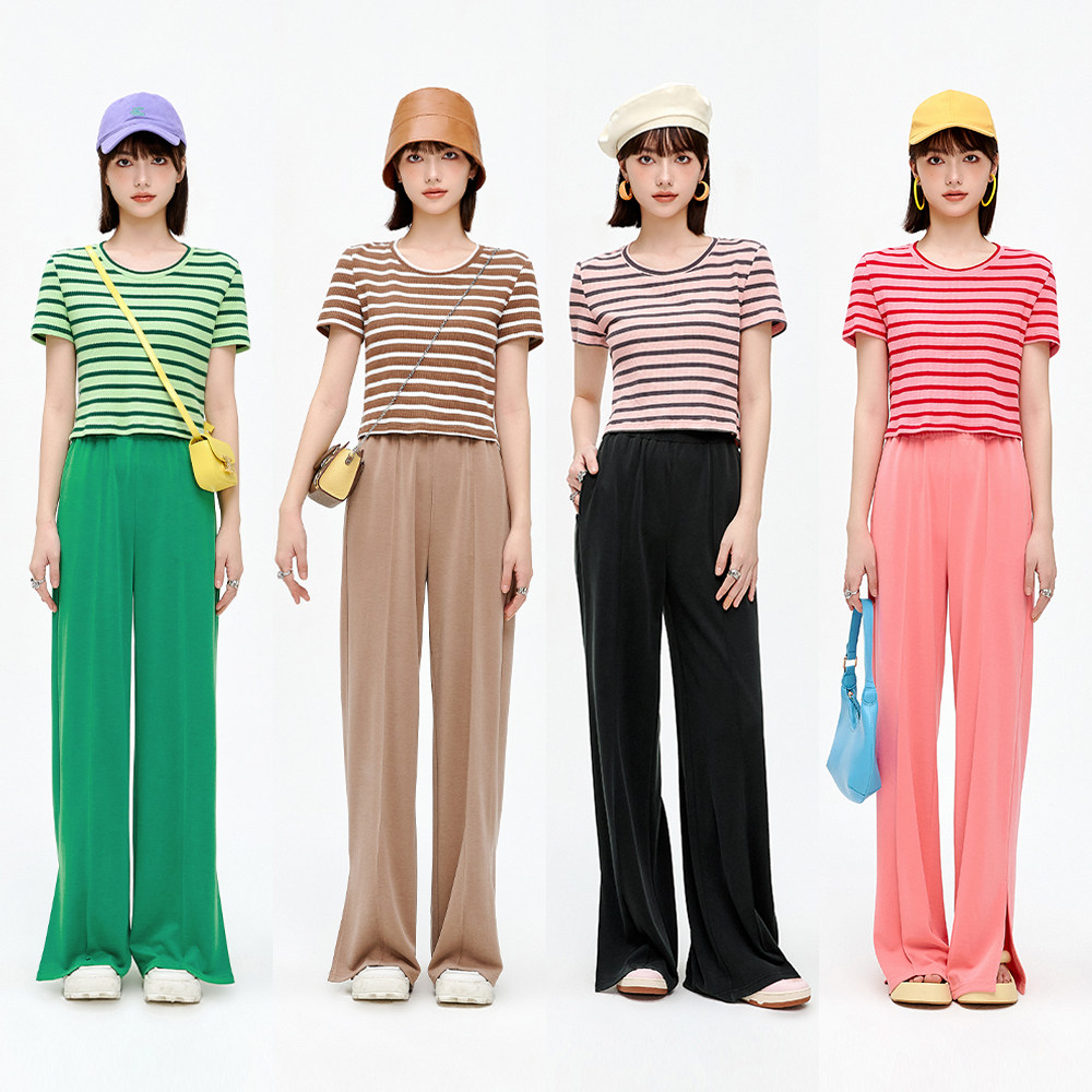 Thieves comfortable and thin straight tube broad legs and leg side of the foot to make a fork design