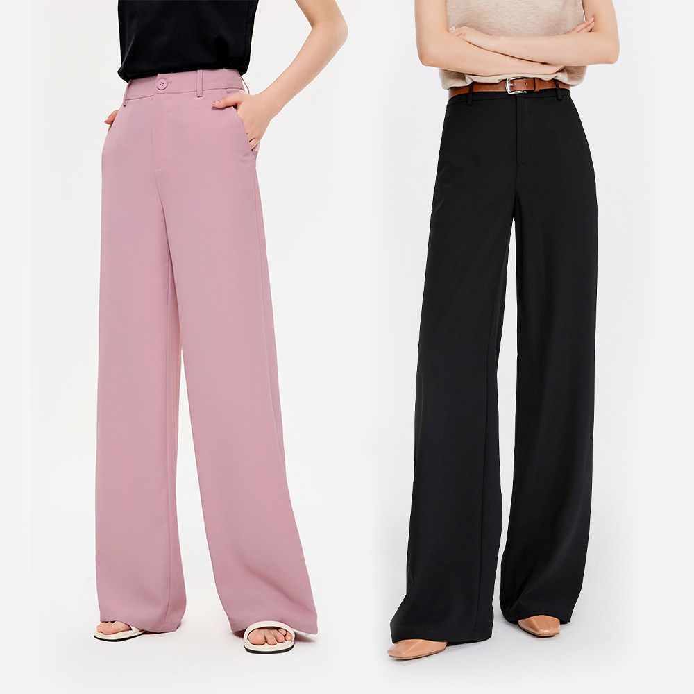Lean mid-waist loose straight drum suit broadlegged pants 