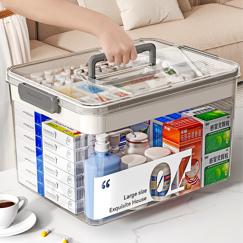 Multilayer medicine box Family clothes Domestic large capacity Drug medicine containing box Large number medical emergency medicine box medicine box-Taobao