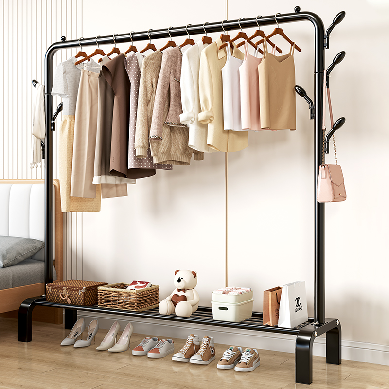 Clothes hanger balcony Home Bedroom Indoor Clothes Hanger Hanging Pole Simple Folding Cool Sunning Clothes Rack Floor Clotheshorse-Taobao