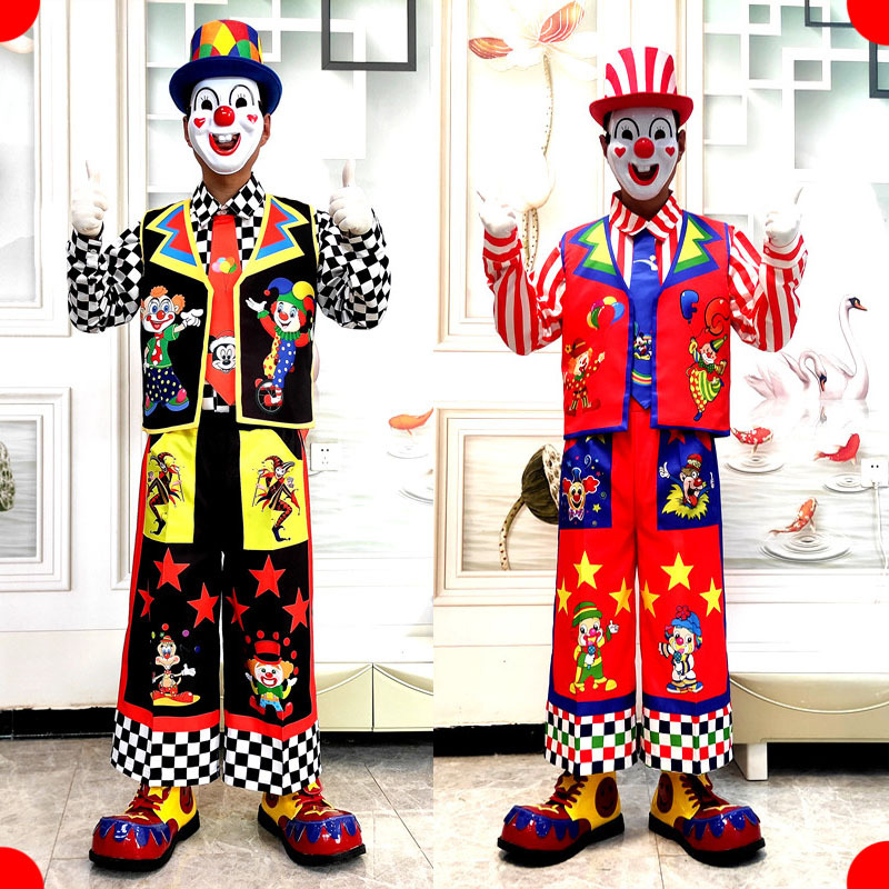 Clown Costumes, Halloween Masquerade Costumes, Funny Costumes for Men and Women, Kidsren's Party Stage Costumes, Magic Performance Costumes