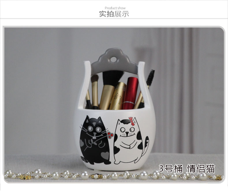 Ceramic barrel creative receive a box sitting room dresser make - up box type, the receive remote control box of the desktop storage box