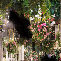 New Wedding Props Iron Art Day Female Scattered Flowers Chandelia Ceiling Wedding Hall Stage Decoration Iron Art Lantern Arch