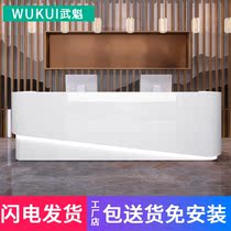 Company front desk reception desk curved bright paint desk clothing store simple bar cashier counter custom