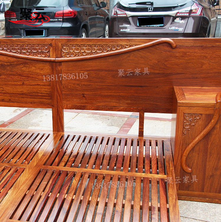 Giường ngủ bằng gỗ gụ kiểu mới của Trung Quốc Bộ bàn ghế gỗ phòng ngủ bằng gỗ nguyên khối với cùng loại ghế sofa gỗ