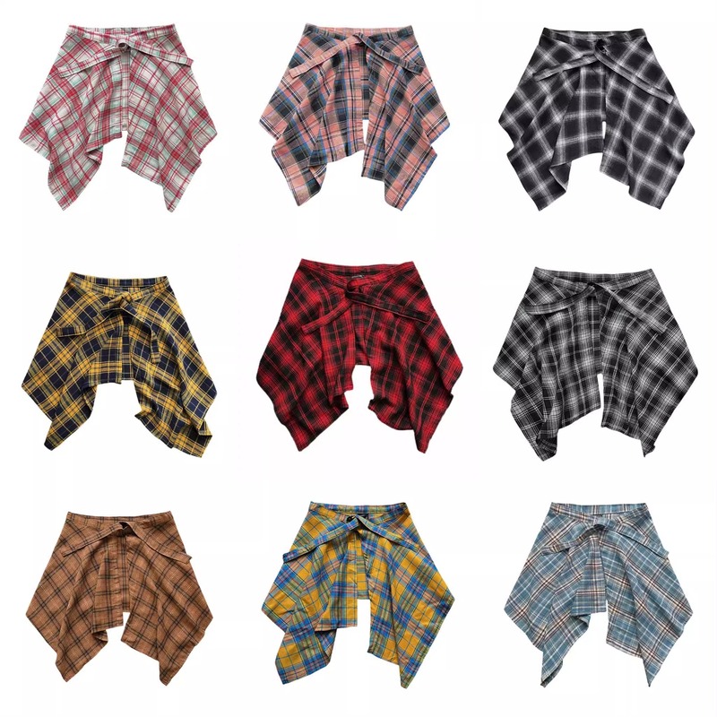 Nasa Trendy Brand One-Piece Drawstring Slimming Hoodie Layered with Plaid Skirt Hem for Men and Women