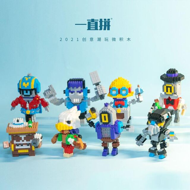 Brawl game peripheral building blocks Spike Leon Serge Pock puzzle small particle assembly toy model ornaments