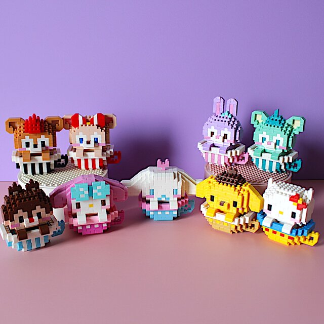 Small particle assembled building blocks, cute cartoon cup, cinnamon dog, star dew, Pokémon, children's educational toy gift