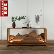 New Chinese style all solid wood end view table Modern simple entrance cabinet landscape foyer pattern Zen entrance table customization