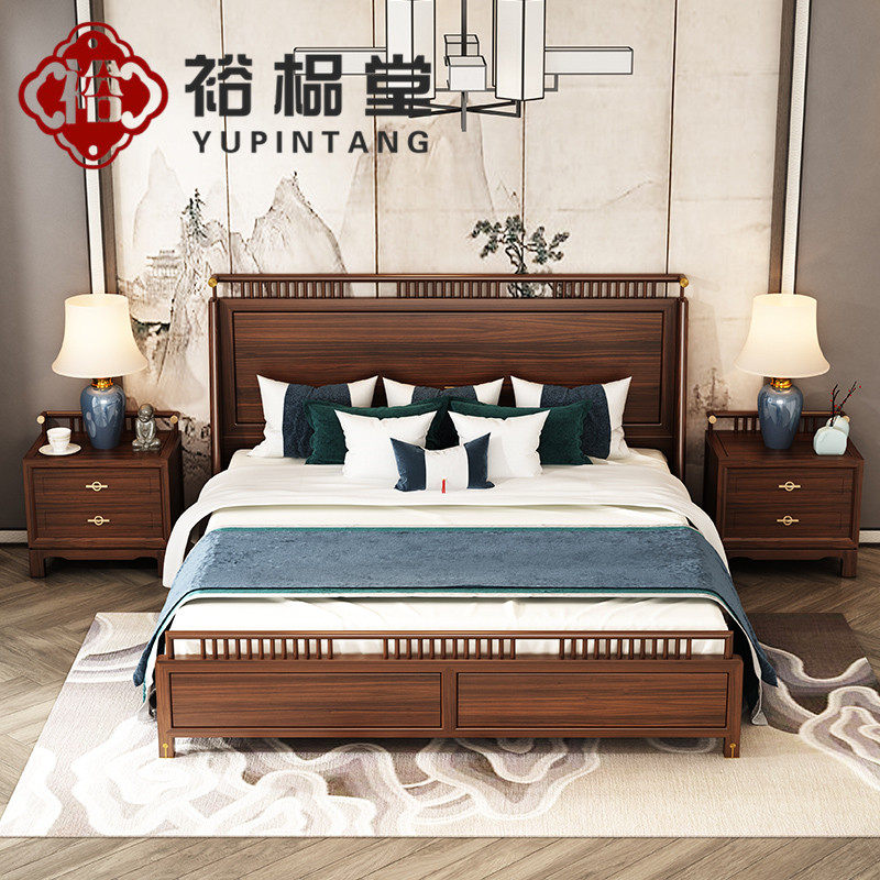 New Chinese Solid Wood Bed Modern Zen of the Mortise And Tenon Quality Lavish Design Master Bedroom double bed Ukkim furniture