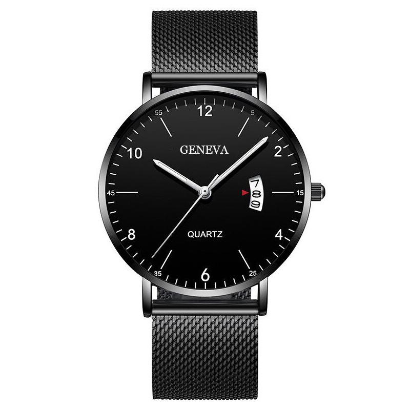 New Men's Watch, Men's Watch with Luminous Quartz Movement, Student Mesh Strap, Leather Strap, Business Trendy Manufacturer