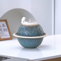 Feng shui wheel ball ceramic flowing water fountain creative fortune and wealth light luxury Chinese tea table living room office decoration
