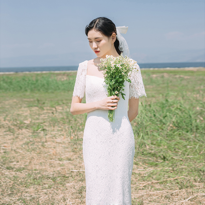 Brigade Pat Light Wedding Dress Bridal Dress Bride 2022 New Vintage Retro Lace Light to register a small gown slim fit