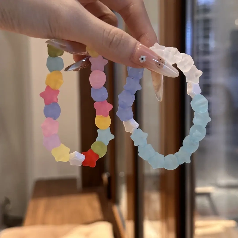 Bracelet New Dopamine Colorful Vintage Glass Candy Paper Frosted Star Bracelet for Women ins Sweet Versatile Exquisite Bracelet New Dopamine Colorful Vintage Glass Candy Paper Frosted Star Bracelet for Women ins Sweet Versatile Exquisite