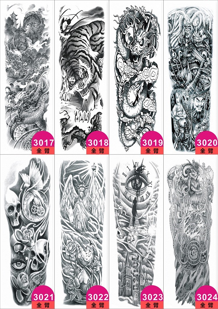 3 cánh tay đầy đủ + 3 cánh tay nửa cánh tay lớn vĩnh viễn cánh tay hình xăm totem không thấm nước kéo dài xã hội nam nữ vẽ tranh cơ thể hình xăm dán đẹp cho nữ