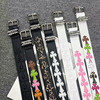 Roller buckle embroidery colorful cross belt vine pin buckle belt men and women same style personalized trendy versatile trouser belt