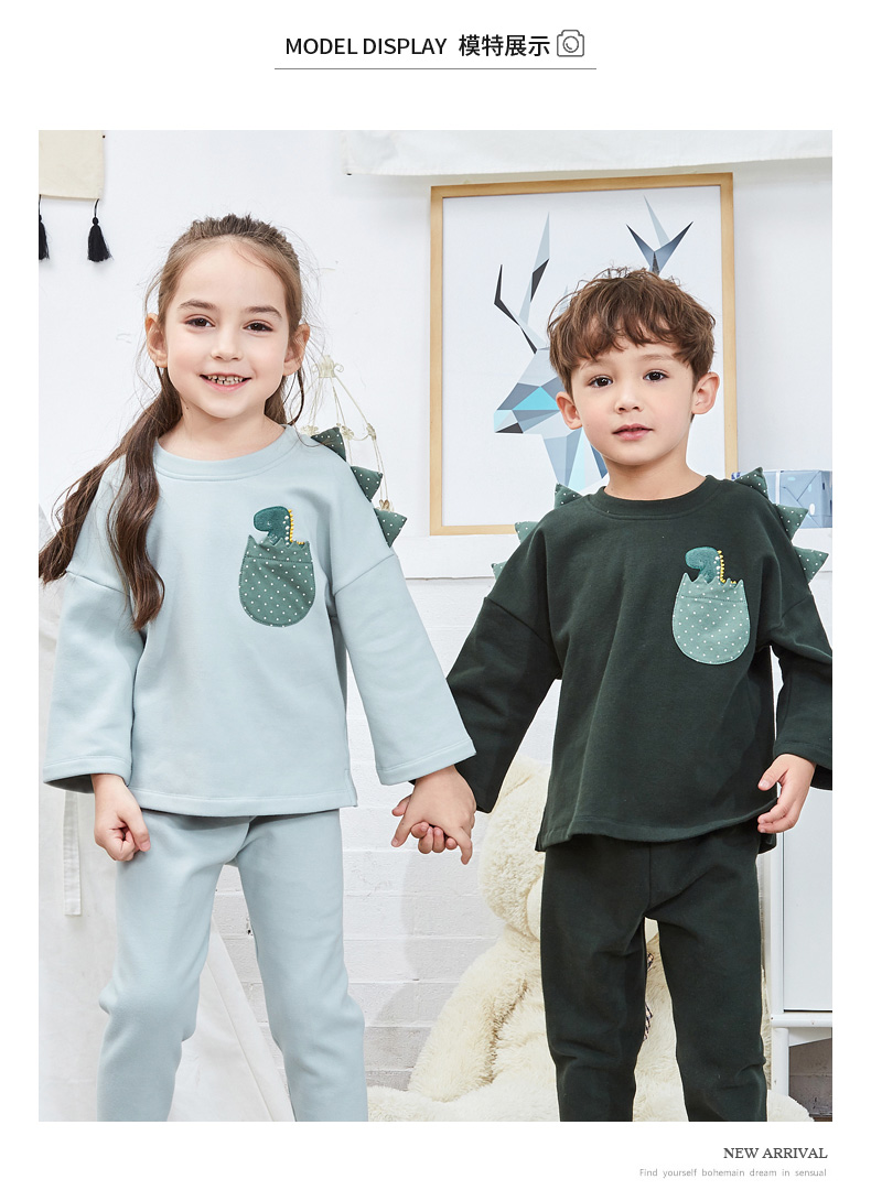 Mùa thu hươu đầu mùa chín tay áo trẻ em dịch vụ nhà cotton dễ thương phim hoạt hình bé trai và bé gái bộ đồ ngủ trẻ em bộ đồ mặc nhà