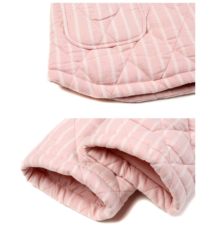 Mùa thu hươu mùa đông mới dài tay ve áo sọc đôi dịch vụ nhà nữ cotton dày quilted bộ đồ ngủ nam