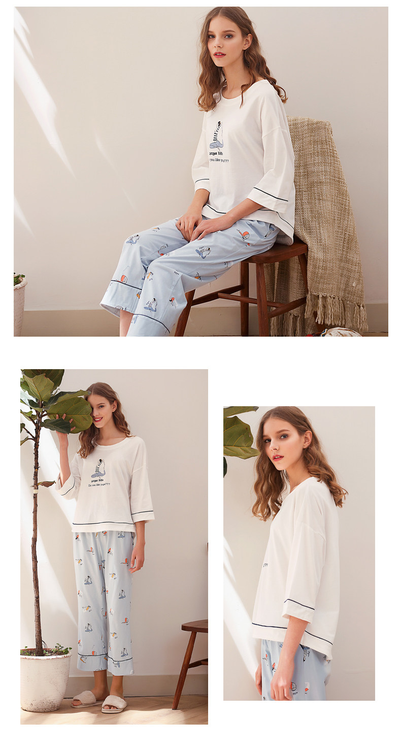 Pyjama pour femme en Coton à manches - Ref 2993698 Image 13