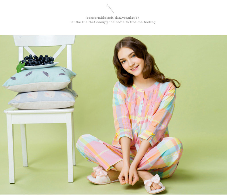 Pyjama pour femme en Coton à manches - Ref 2993758 Image 12
