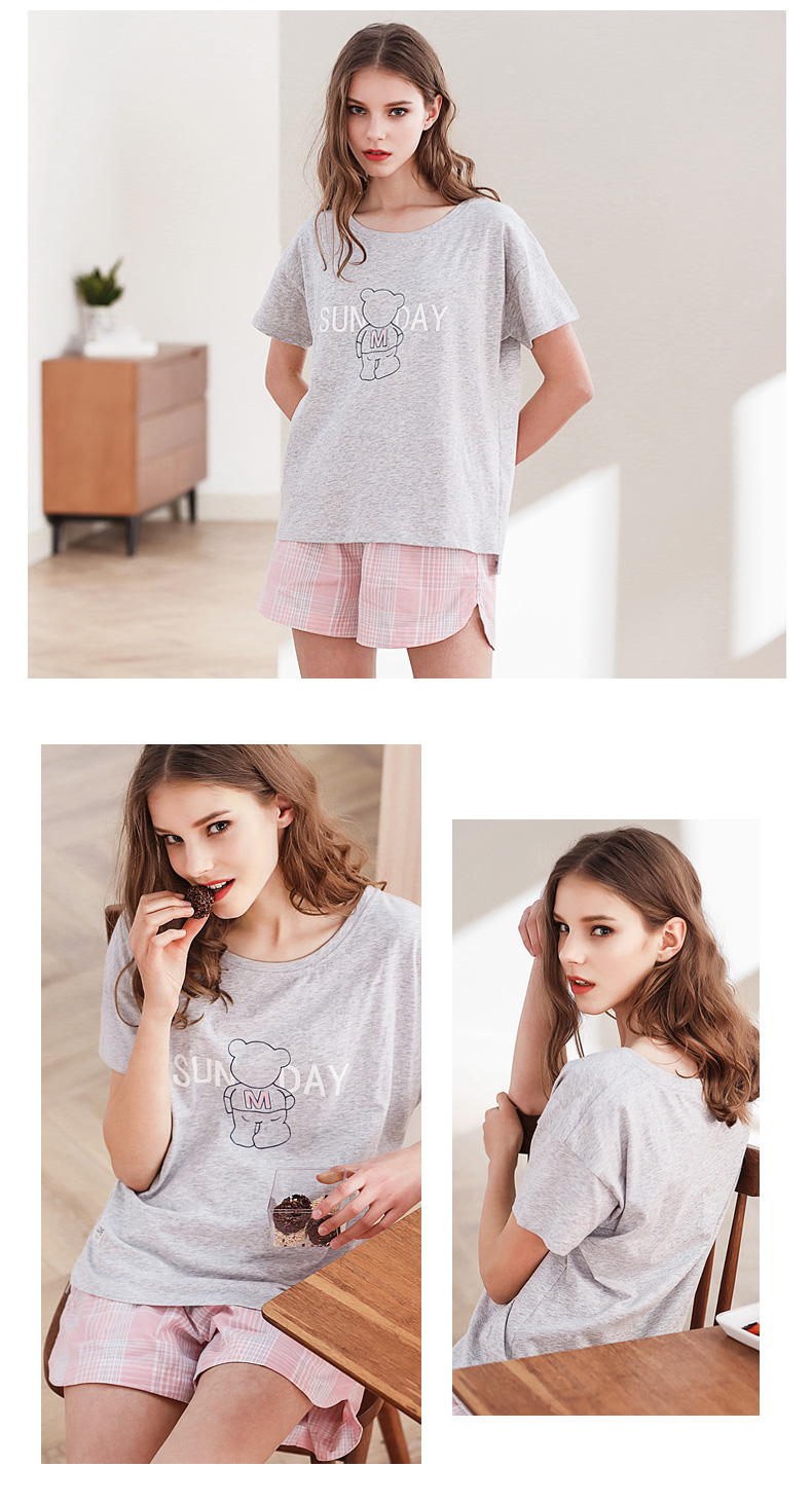 Mùa thu hươu bông vài bộ đồ ngủ nam giới và phụ nữ ngắn tay mùa hè phần mỏng cotton đồ ngủ phụ nữ vòng cổ hoạt hình nhà dịch vụ phù hợp với áo ngủ sexy 