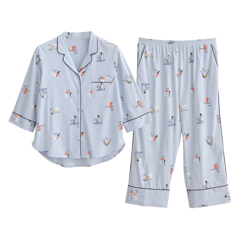 Pyjama pour femme en Coton à manches - Ref 2993699 Image 4