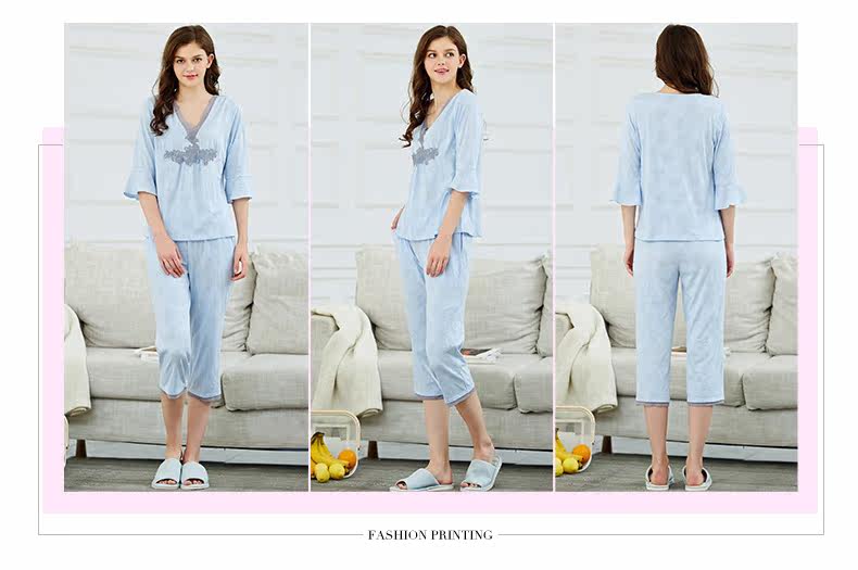 Pyjama pour femme en Coton à manches - Ref 2993762 Image 13