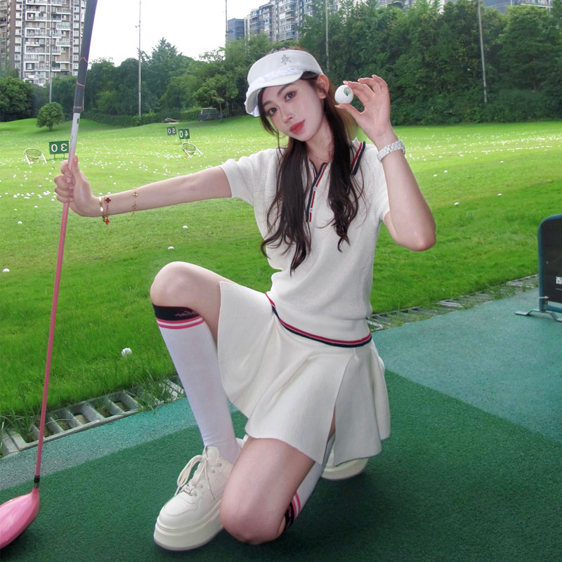 Golf Clothing Set for Women, New Summer Style, Casual Sports Style, Badminton White Tennis Clothing, Skirt Two-Piece Set Golf Clothing Set for Women, New Summer Style, Casual Sports Style, Badminton White Tennis Clothing, Skirt Two-Piece Set