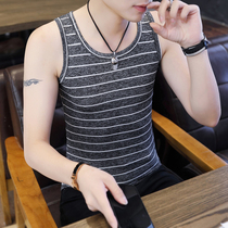 Summer thin ice screw men vest shoulder sleeveless tight T-shirt summer sports fitness wear underwear