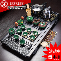 Household tea set Special price Purple Sand ice crack Kung fu whole set Induction cooker four-in-one tea ceremony Solid wood tea tray