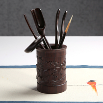 Tea ceremony special six gentlemen set Kung Fu tea set Bamboo ebony tea clip Tea needle Tea spoon Tea tray accessories