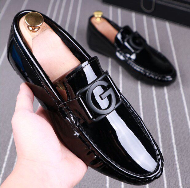 Summer new beanie shoes men's British leather shoes slip-on shoes fashion trend all-match breathable casual shoes